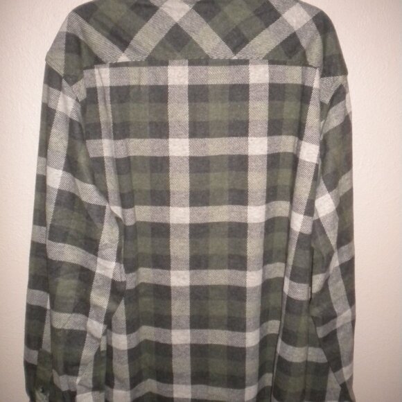 CHAPS Men's Size 3XL Knit Button Up Stretch Green Plaid Flannel Shirt NWT - Picture 5 of 5